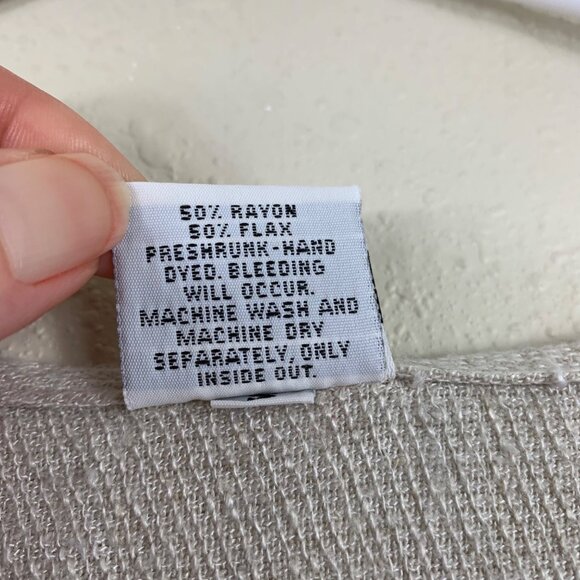 CP Shades Flax Blend Button Down Shirt Beige Sz Small Coastal Beachy - Picture 5 of 7